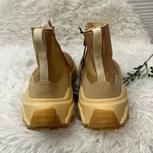 SOREL Kinetic Breakthrough Chunky Platform Boots Side Zip Tan Suede sz 10 womens - Picture 6 of 9